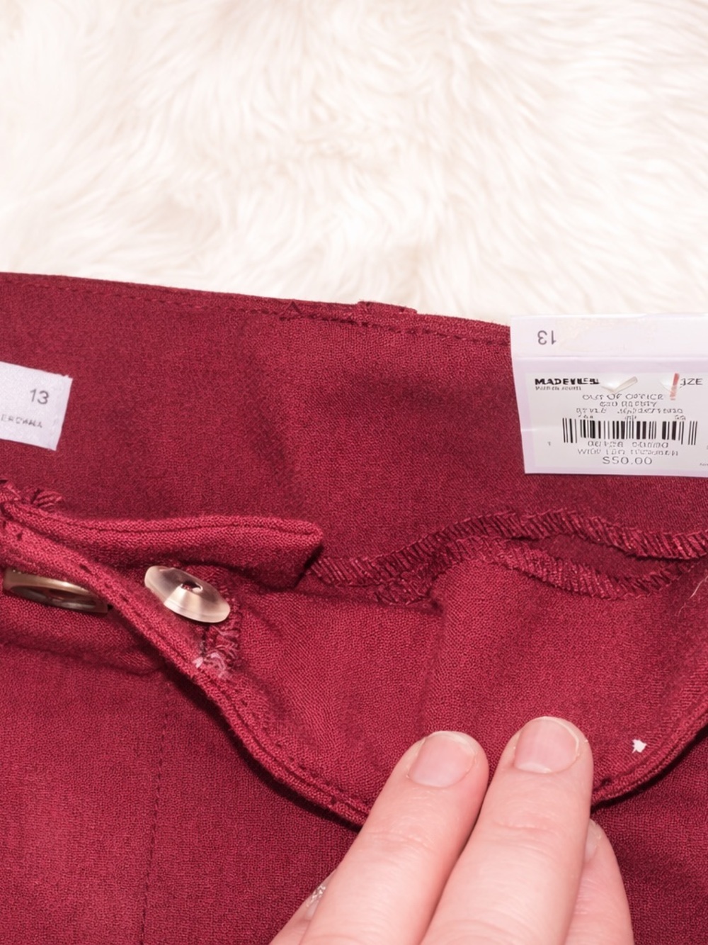 SO Juniors Wide Leg Trousers NWT Size 13 Burgundy High Rise Dress Pants - Picture 3 of 4